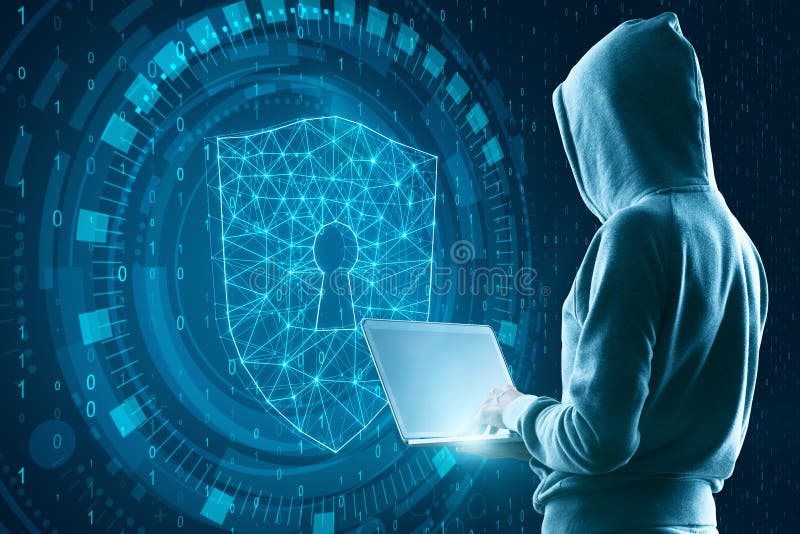 Hacker Using Computer With Glowing Distant Coworking Remote Work Interface Stock Photo Image Of Concept Network 178119176