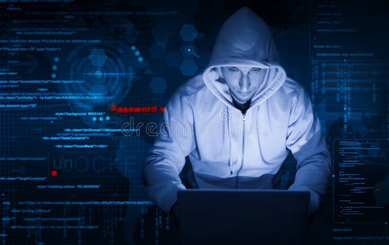 Hacker at work stock photography