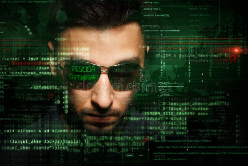 Hacker at work stock images