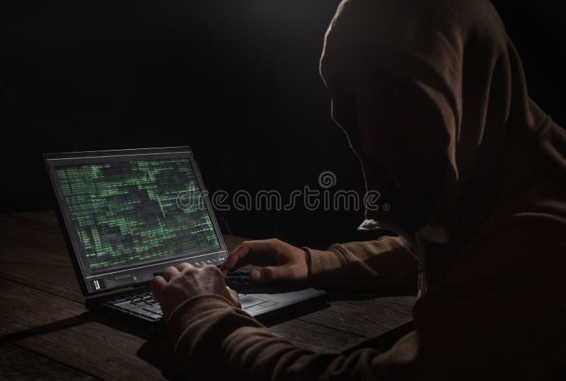Hacker at work royalty free stock photography