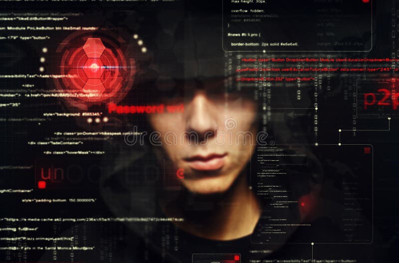 Hacker at work royalty free stock photo