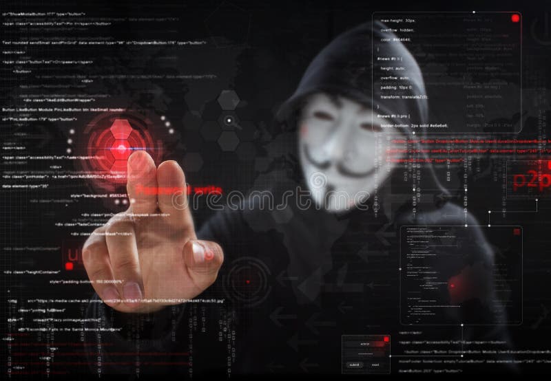 Hacker at work stock photography