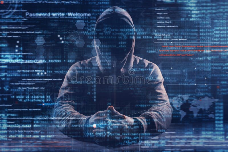 Hacker at work stock photography