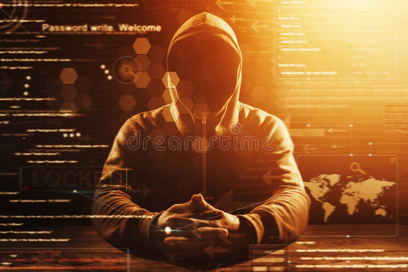 Hacker at work stock photos