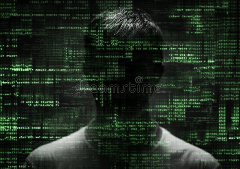 Hacker at work stock photos