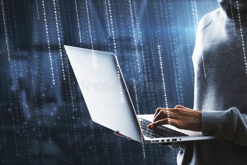 Hacking, computing and software concept stock photo