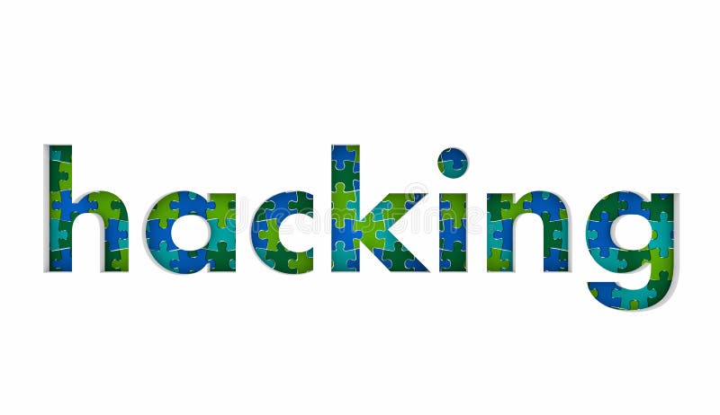 Hacking Puzzle Pieces Computer Development stock illustration