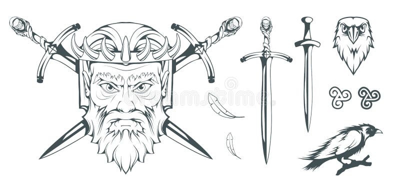 Hades Le Dieu Du Grec Ancien De La Pegre Des Morts Mythologie Grecque Epee D Enfer Et Du Corbeau Dieux Olympiens Illustration De Vecteur Illustration Du Hades Rayon
