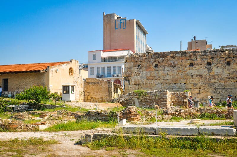 Hadrian Library à Athènes, Grèce photos libres de droits Hadrian Library à Athènes, Grèce photos libres de droits