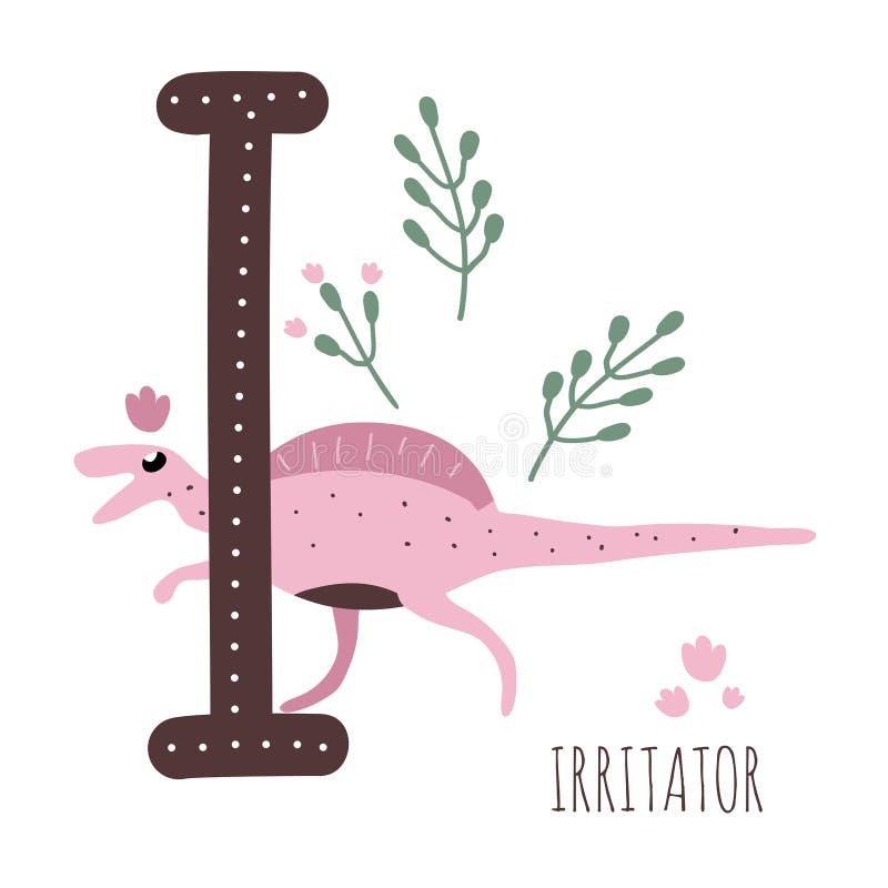 Hadrosaurus. Letter H with reptile name. Hand drawn cute herbivores dinosaur. Educational prehistoric illustration. Dino alphabet. stock illustration