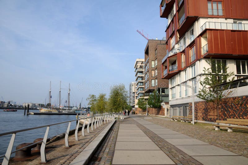 Hafencity na frente marítima Hamburgo fotos de stock royalty free