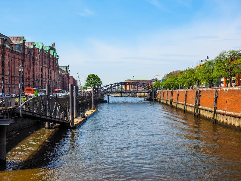 HafenCity no hdr de Hamburgo fotografia de stock