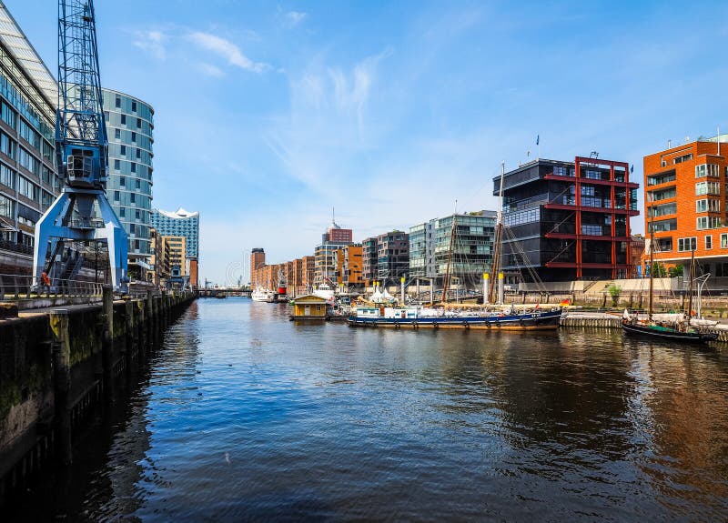 HafenCity no hdr de Hamburgo fotografia de stock royalty free