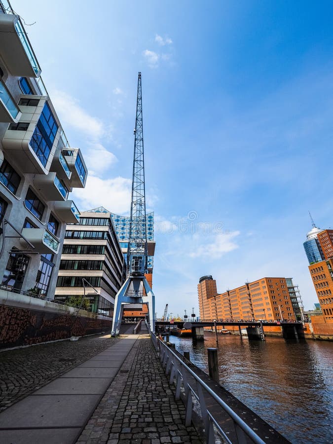 HafenCity no hdr de Hamburgo fotografia de stock