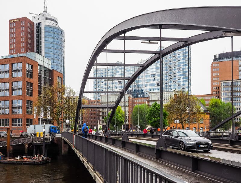 HafenCity no hdr de Hamburgo fotos de stock royalty free