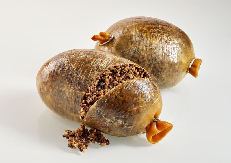 Haggis filled with minced meat royalty free stock photo
