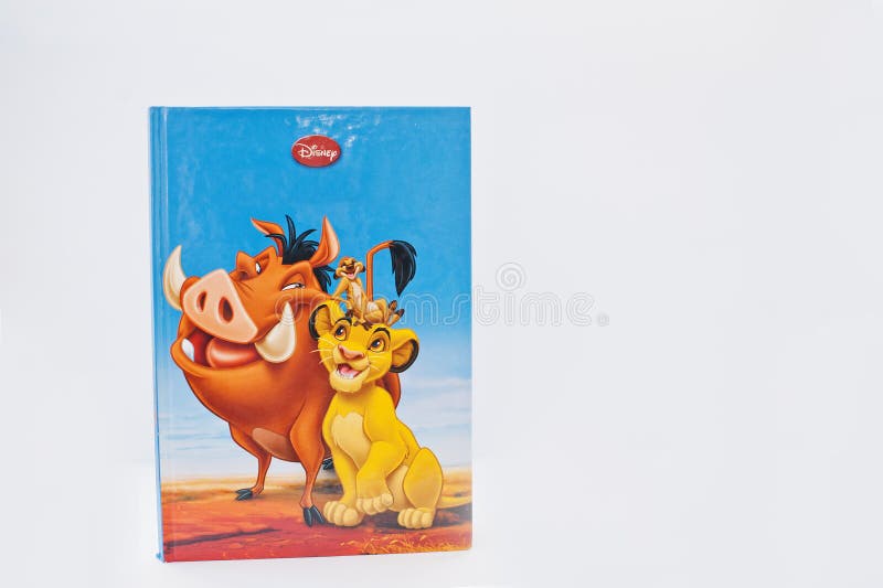 Hai, Ukraine - February 28, 2017: Animated Disney movies cartoon production book The Lion King on white background.