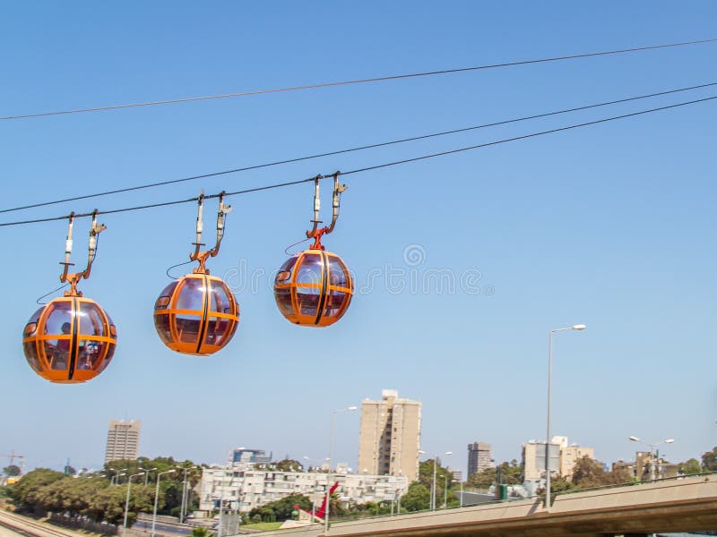 Haifa Cable Cars, cidade fotografia de stock Haifa Cable Cars, cidade fotografia de stock