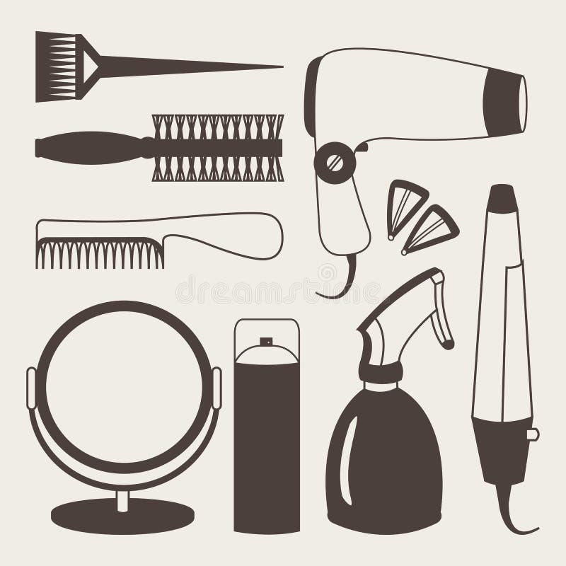 Hair Tools & Accessories Silhouette Stock Illustration 