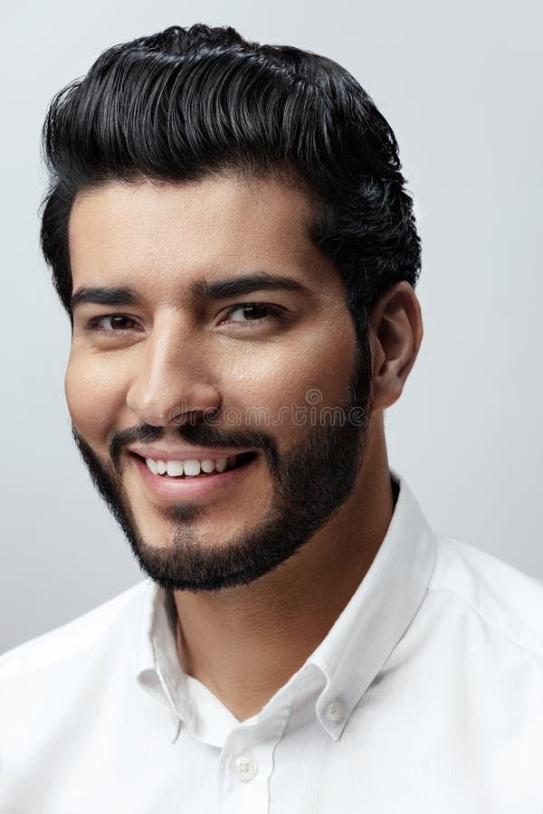 Hair and Beard. Beautiful Smiling Man with Hair Style Stock Image - Image  of grooming, male: 125031409