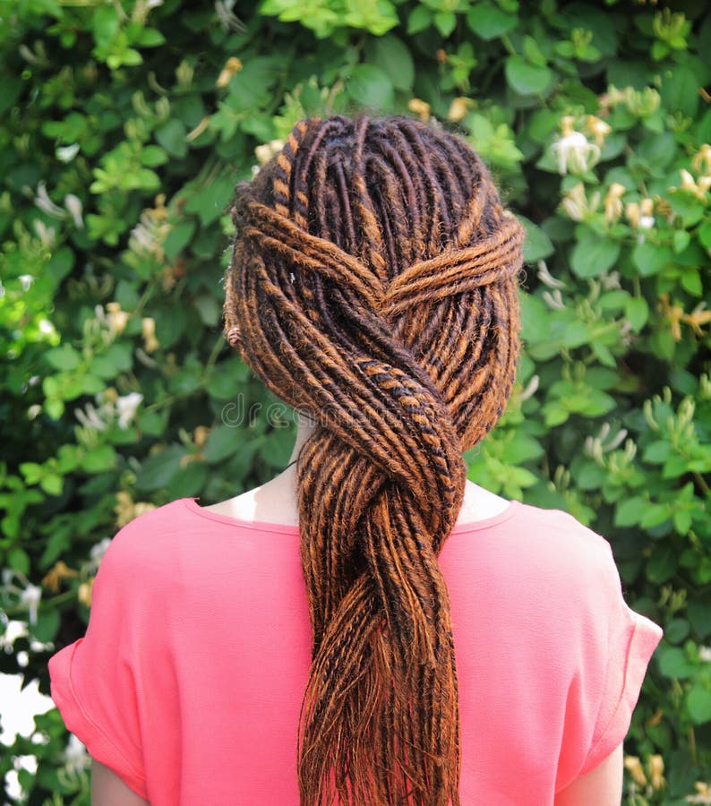 Hair braid with dreadlocks hairstyle stock photo