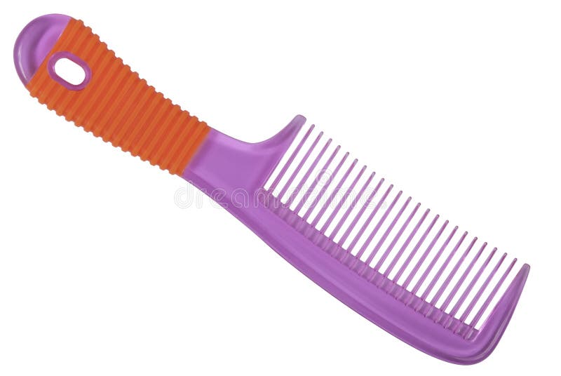 Hair brush. Plastic, pink. Isolated on white. Clipping path included.