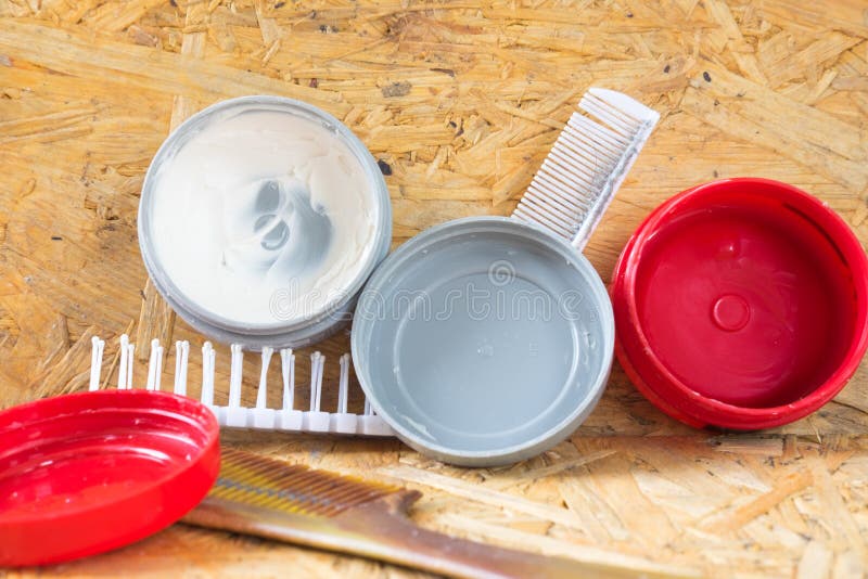 Hair Care Products and Various Types of Combs Stock Image Image of