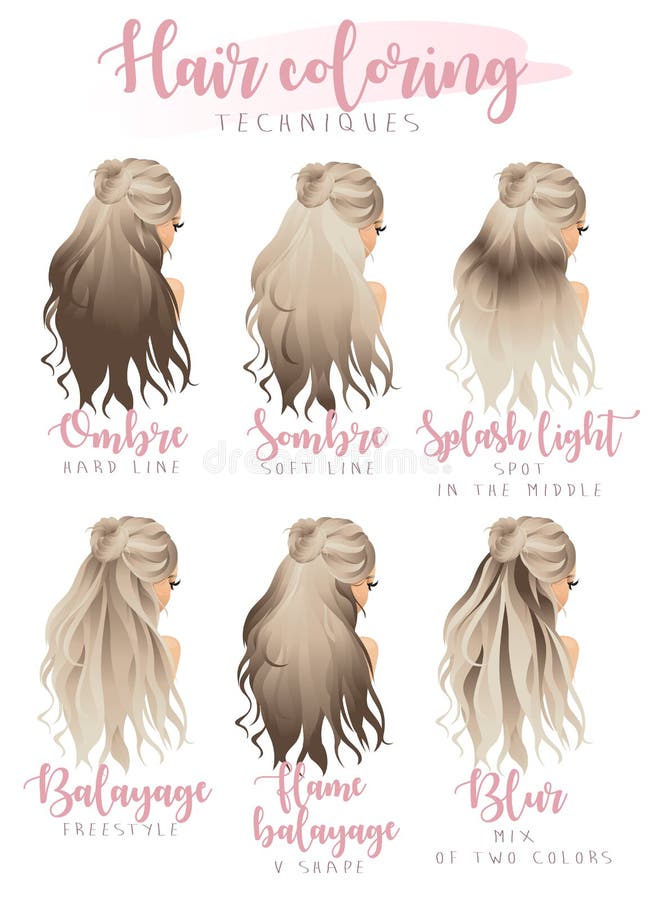 Hair coloring techniques stock vector. Illustration of palette - 98897572