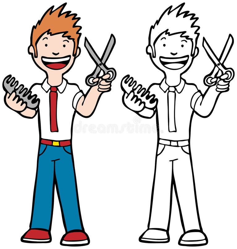 Cartoon Scissors Cutting Hair Stock Illustrations 687 Cartoon