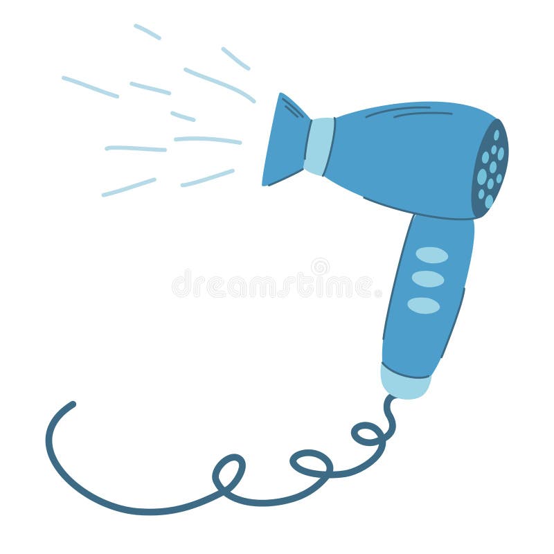 Watercolor one hairdryer blue color Royalty Free Vector