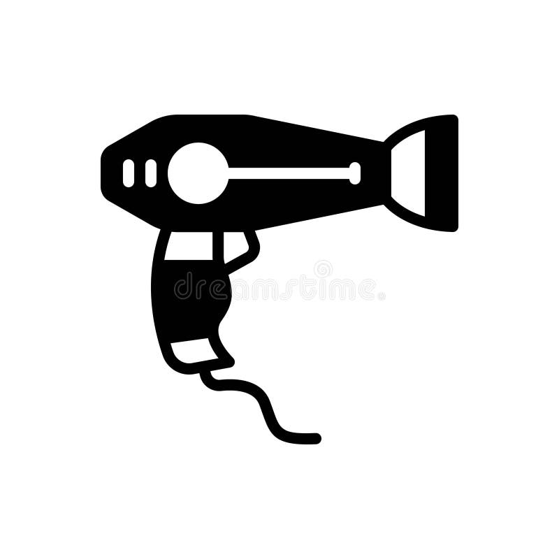 Black solid icon for Hair Dryer, hair and electronic royalty free illustration