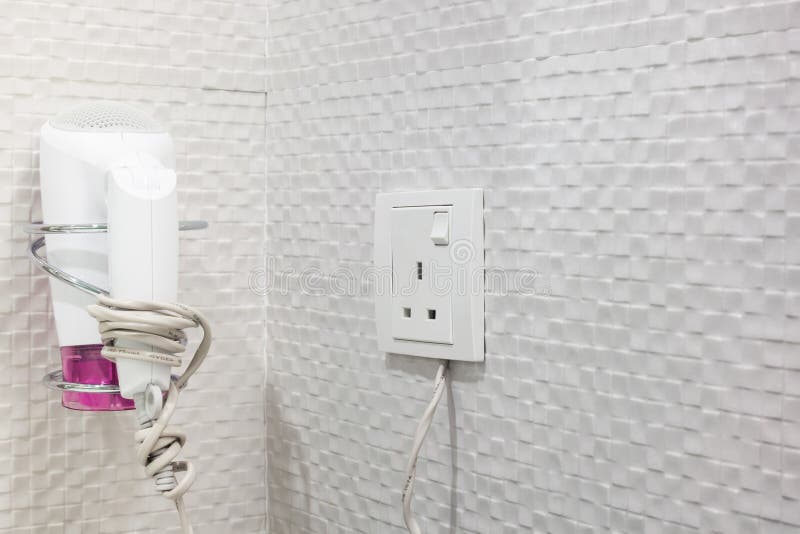 Hair Dryer with Plug on Wall Stock Photo Image of cord, electrical