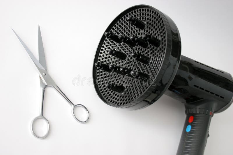 Hair dryer and scissors