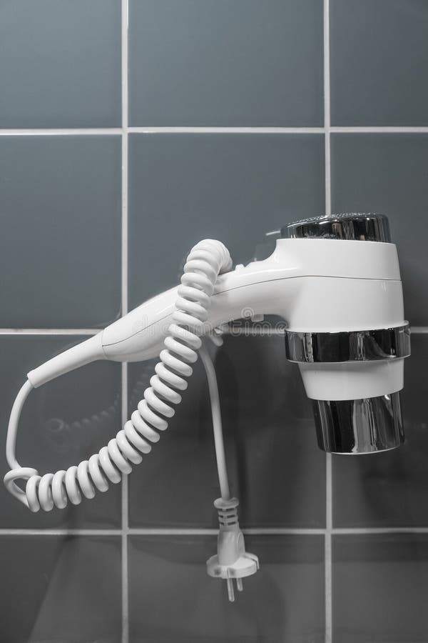 Hair Dryer To Dry the Hair Attached To the Wall Stock Image Image of