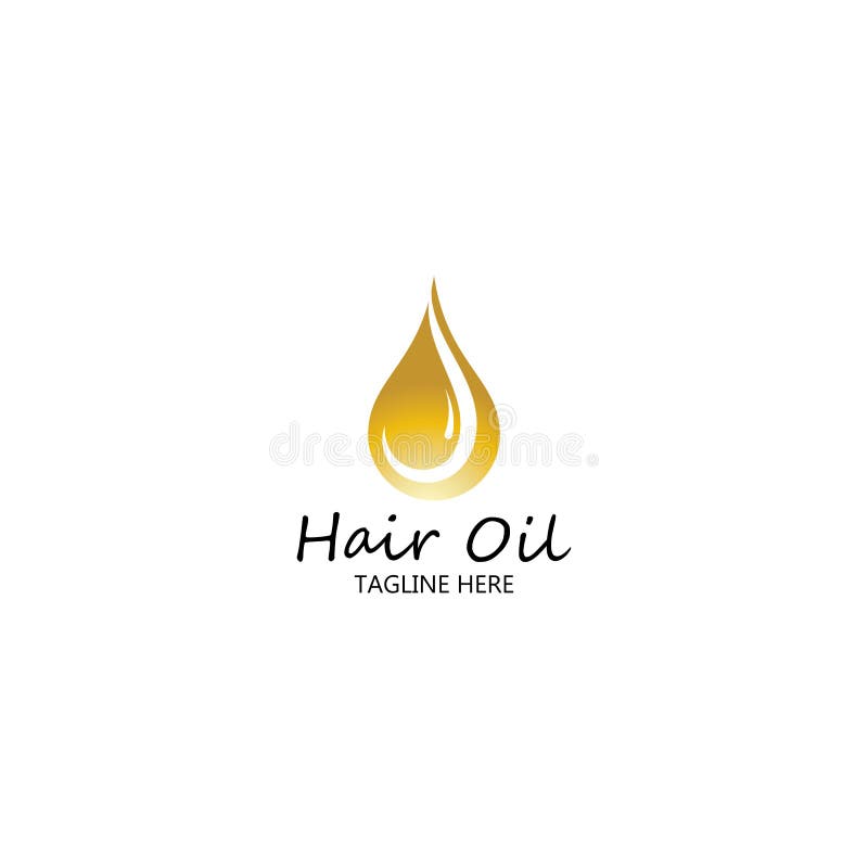 Hair Oil Essential Logo with Drop Oil and Hair Logo Symbolvector Stock