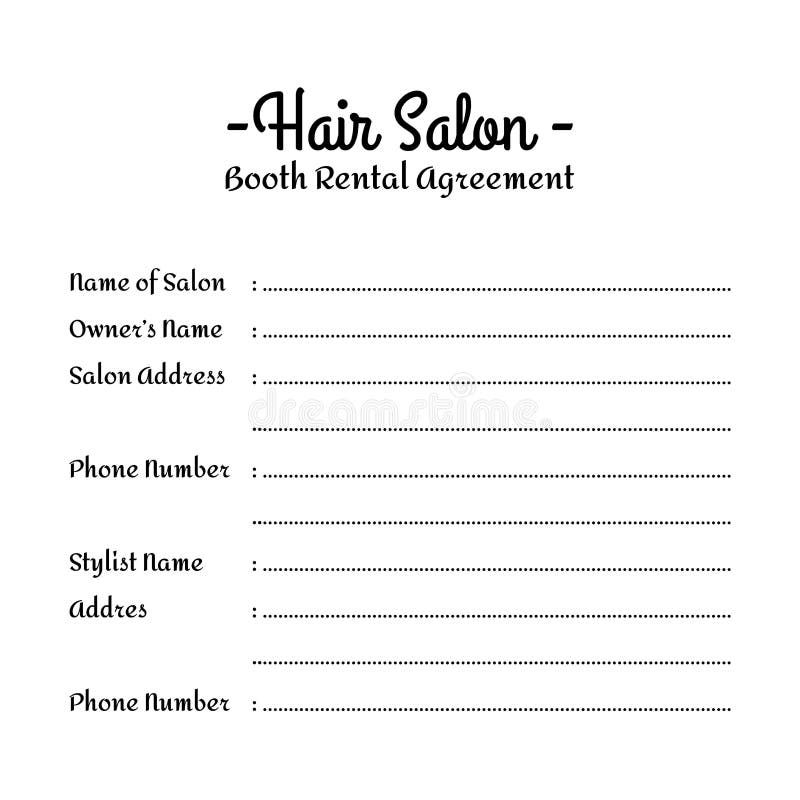 Hair Salon Booth Rental Agreement Form List Stock Vector - Illustration of employment, application: 187195549 Hair Salon Booth Rental Agreement Form List Stock Vector - Illustration of employment, application: 187195549