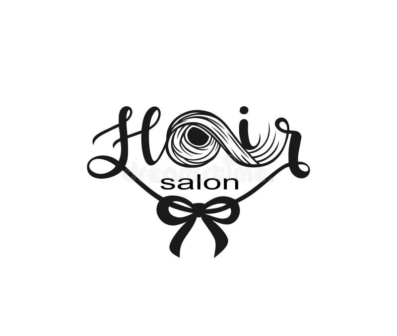 Hair Salon Logo Banner.a Lock of Hair Silhouette.Hair Lettering. Stock ...