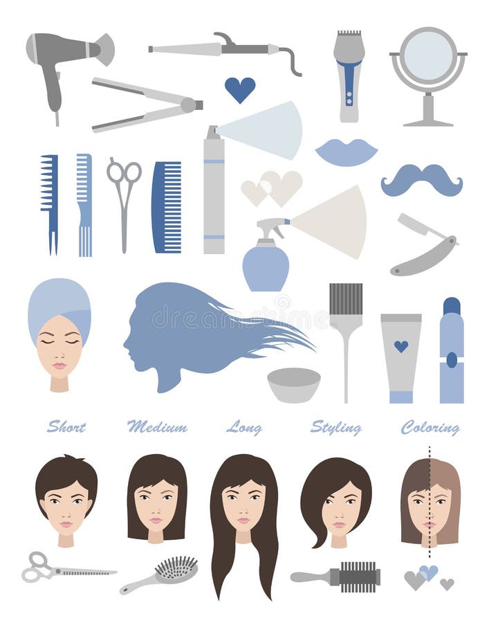 Hair salon vector set stock vector. Illustration of coloring - 78623347