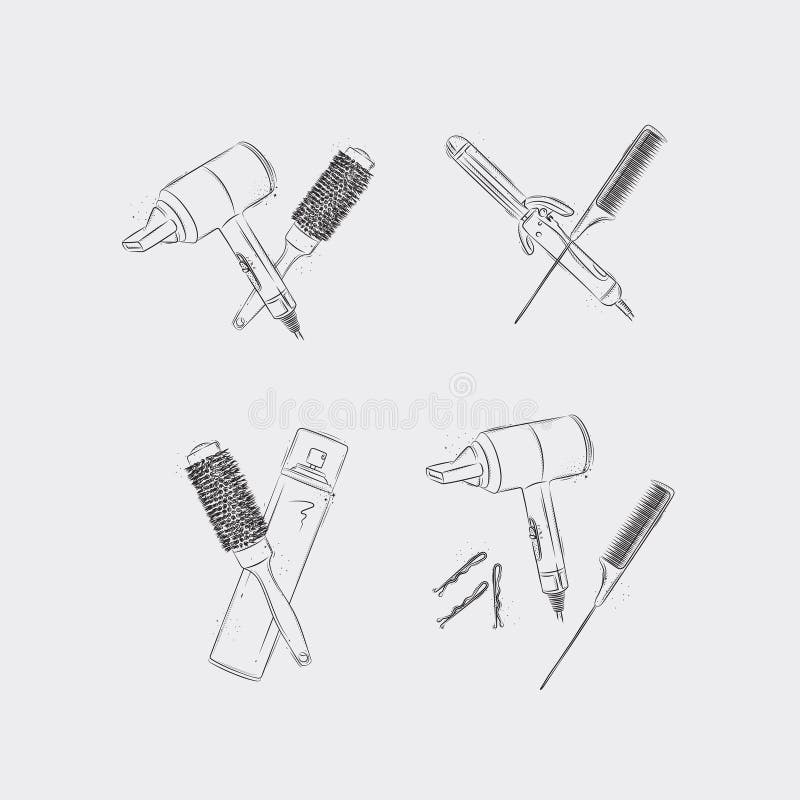 Hair Stylist Tools Silhouettes Stock Illustrations 20 Hair Stylist