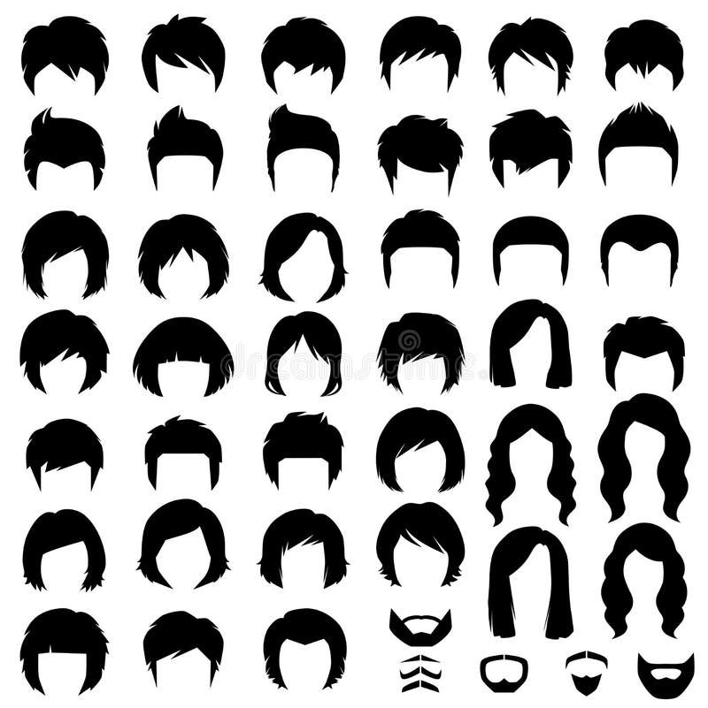 Woman hair silhouettes stock illustration. Illustration of black 88688354