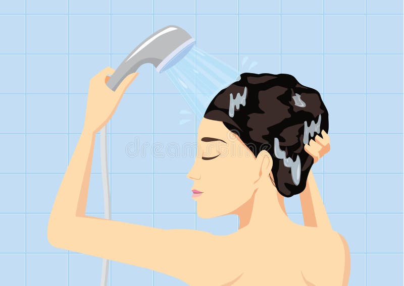 Woman Washing Hair Retro Clipart Illustration Stock Vector Art | My XXX ...