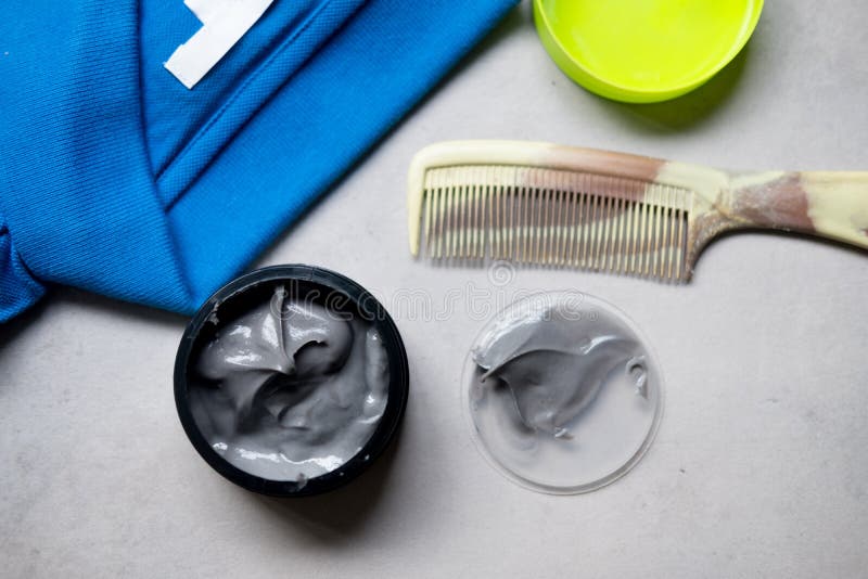 Hair Wax and Clay in Tubs with Comb Stock Image Image of liquid