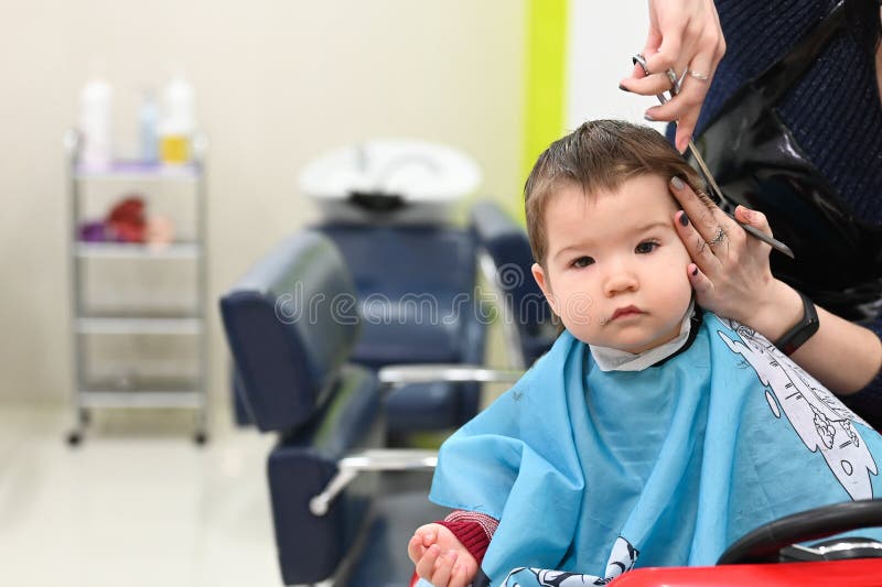 Haircut Boy 0-1 Years. the First Haircut of the Child at the Hairdresser  Stock Image - Image of beauty, cheerful: 171278247