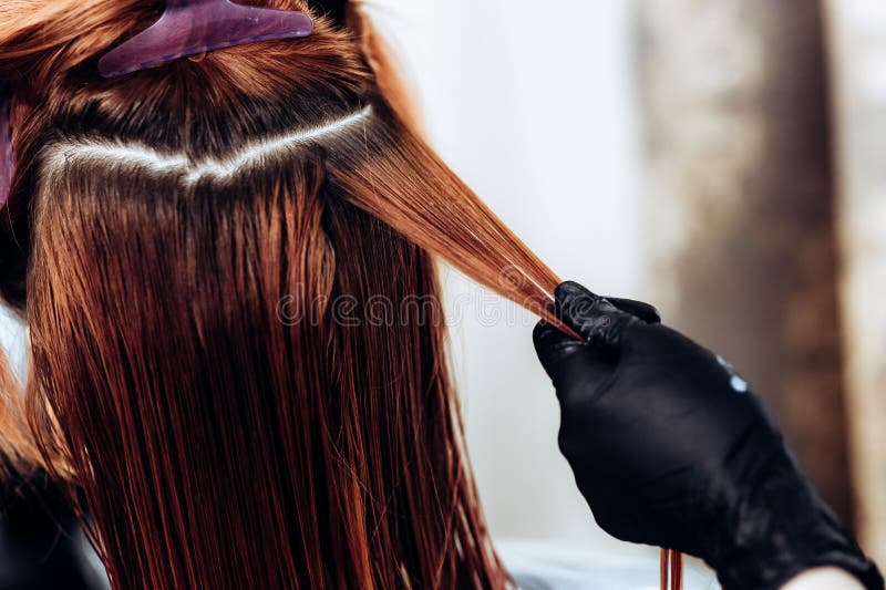 Hairdresser Applies a Hair Mask To the Woman in the Beauty Salon. Botox and  Keratin Hair Straightening Procedure Stock Photo - Image of home,  preparation: 185148600
