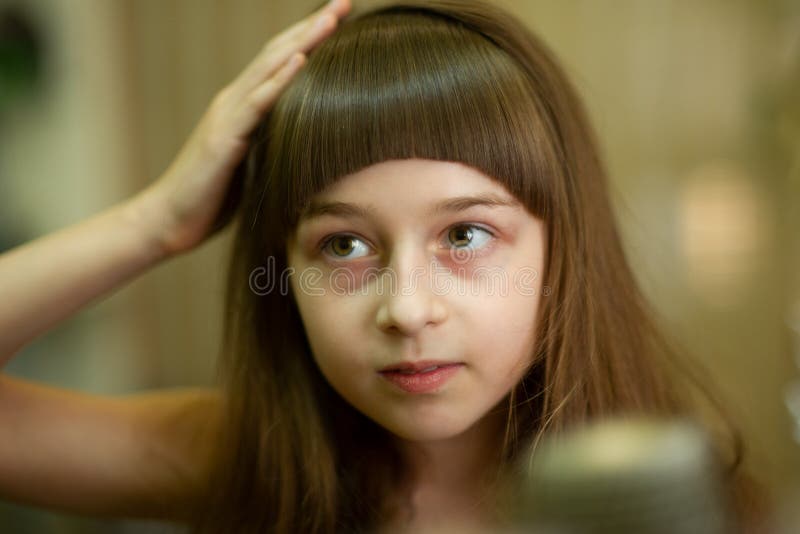 Hairdresser Making a Hair Style To Cute Little Girl Stock Photo - Image of  barbershop, child: 152415610