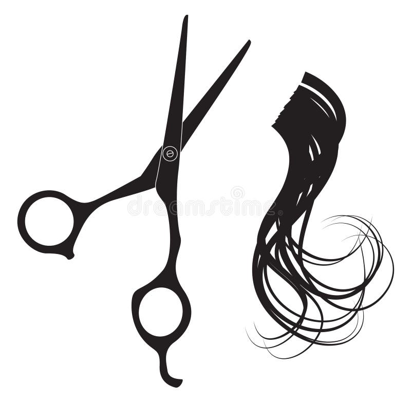 Hairdressing Scissors and a Lock of Curly Hair Stock Vector - Illustration  of strand, twirl: 13404051