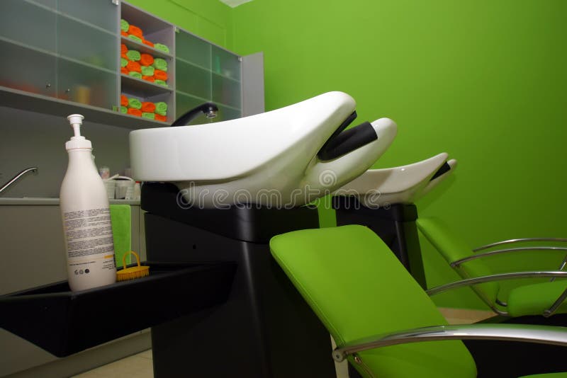 Hairdressing studio basin stock image. Image of bathe 11861971