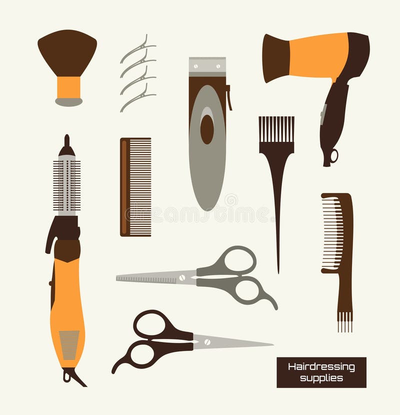 Hairdressing supplies Vector Illustracion stock illustration Hairdressing supplies Vector Illustracion stock illustration