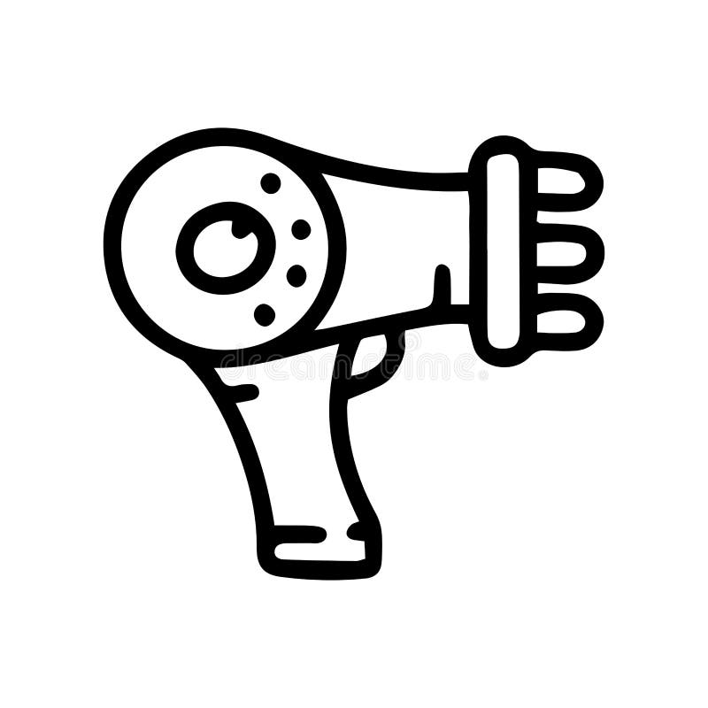 Hairdryer line vector doodle simple icon design. Outline hairdryer black line vector doodle icon for web design and presentation isolated on background