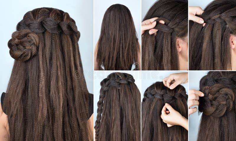 Hairstyle Braided Rose Tutorial Stock Photo - Image of hair, romantic